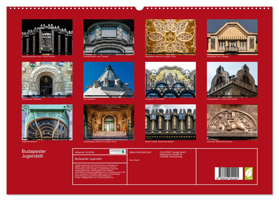 Budapester Jugendstil (CALVENDO Premium Wandkalender 2026)