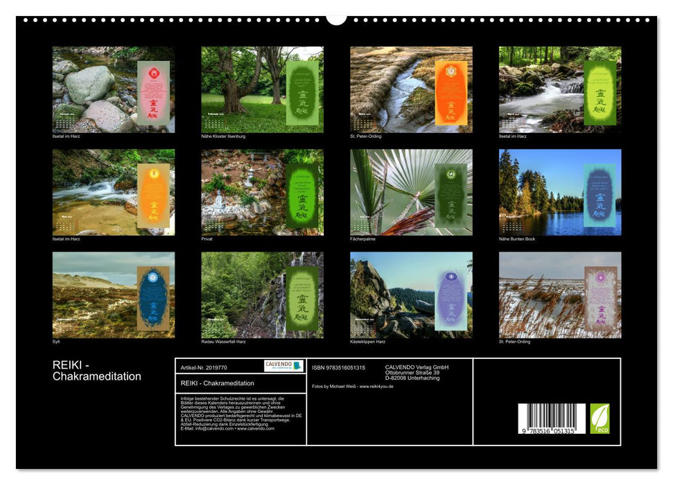REIKI - Chakrameditation (CALVENDO Premium Wandkalender 2026)