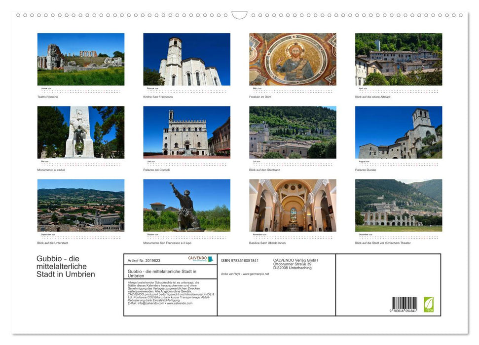 Gubbio - die mittelalterliche Stadt in Umbrien (CALVENDO Wandkalender 2026)