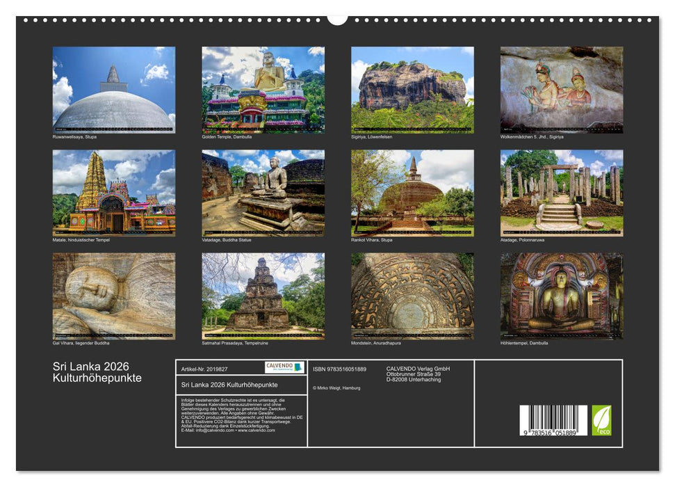 Sri Lanka 2026 Kulturhöhepunkte (CALVENDO Premium Wandkalender 2026)