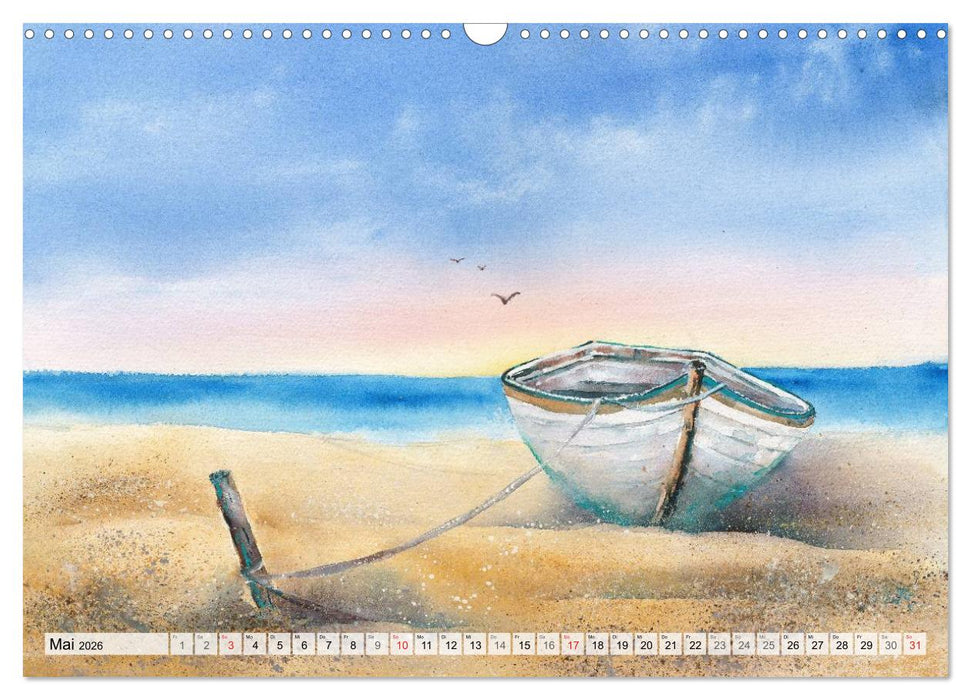 Komm mit ans Meer – Aquarelle (CALVENDO Wandkalender 2026)