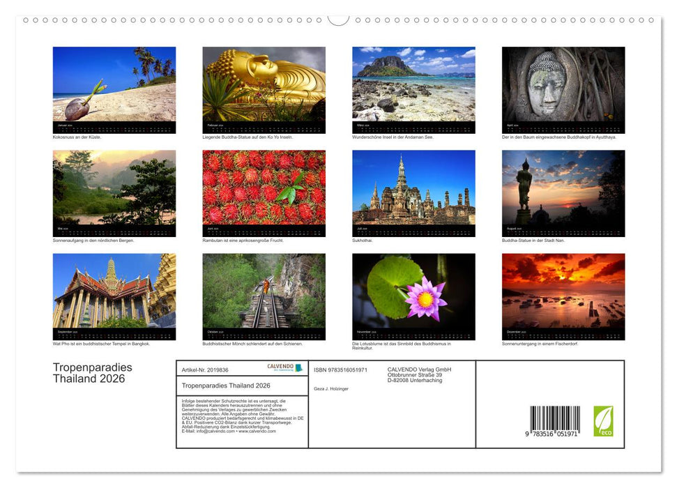 Tropenparadies Thailand 2026 (CALVENDO Premium Wandkalender 2026)