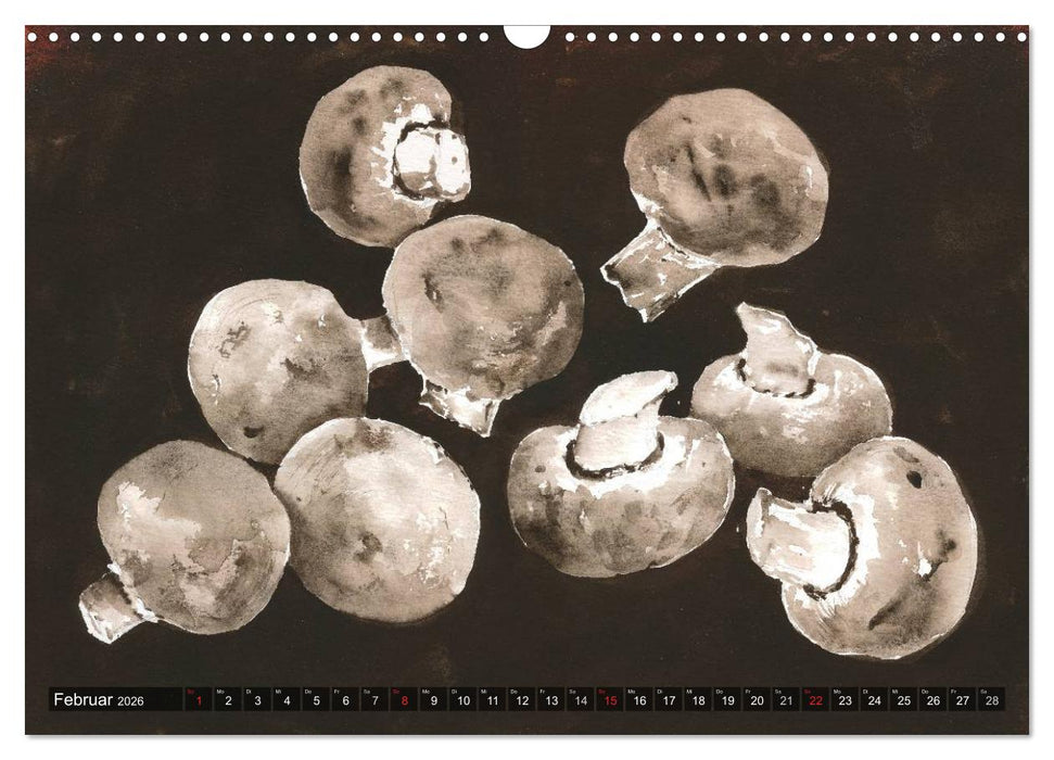 Pilze in Aquarell (CALVENDO Wandkalender 2026)