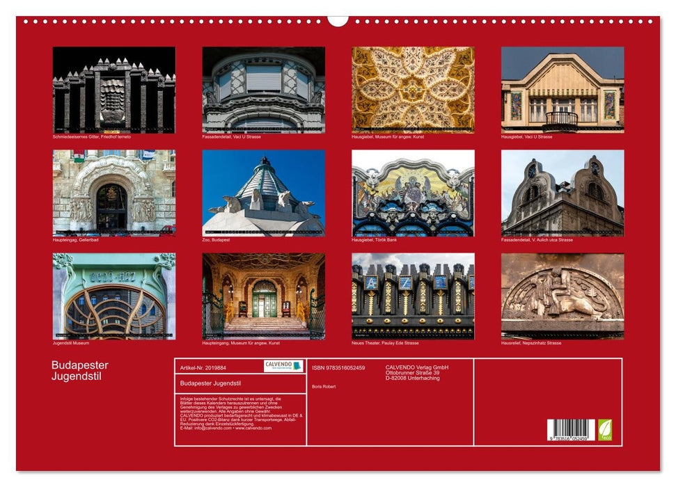 Budapester Jugendstil (CALVENDO Wandkalender 2026)