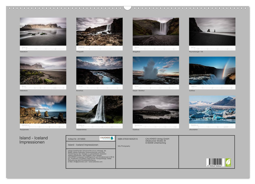Island - Iceland Impressionen (CALVENDO Wandkalender 2026)