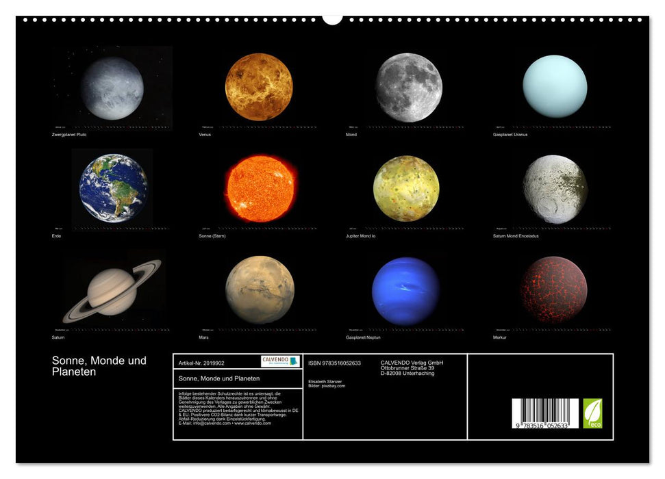 Sonne, Monde und Planeten (CALVENDO Premium Wandkalender 2026)