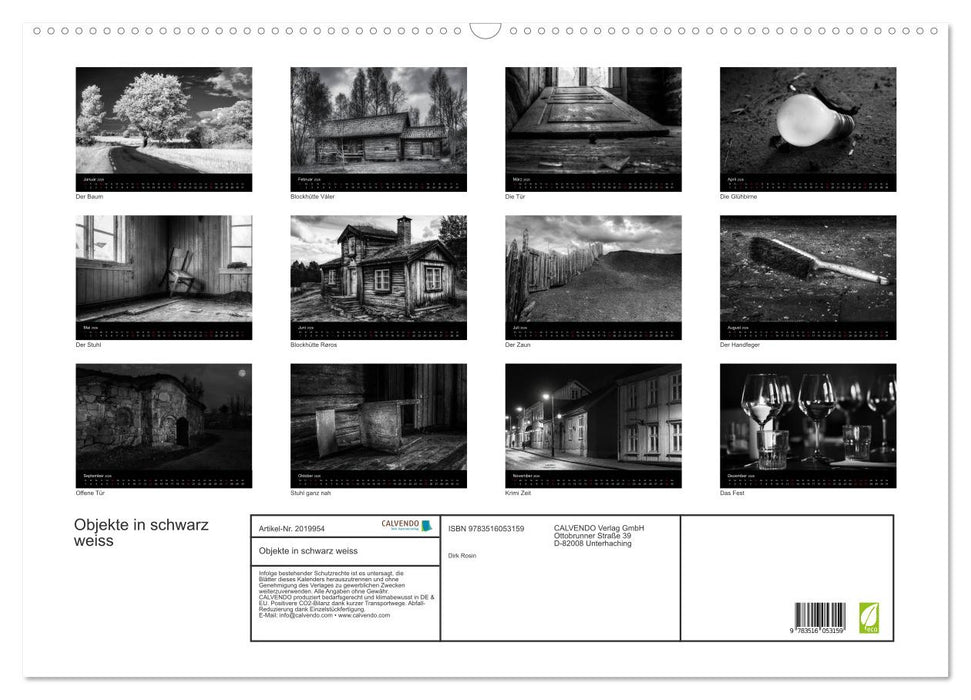Objekte in schwarz weiss (CALVENDO Wandkalender 2026)