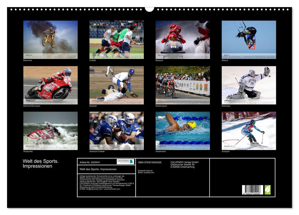 Welt des Sports. Impressionen (CALVENDO Wandkalender 2026)