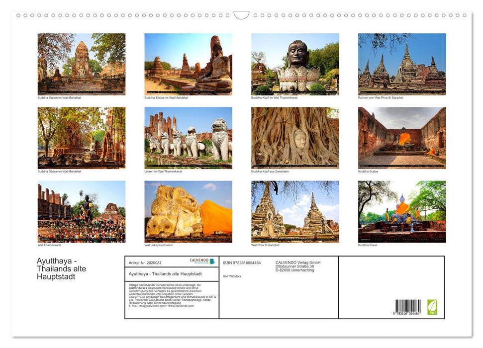 Ayutthaya - Thailands alte Hauptstadt (CALVENDO Wandkalender 2026)