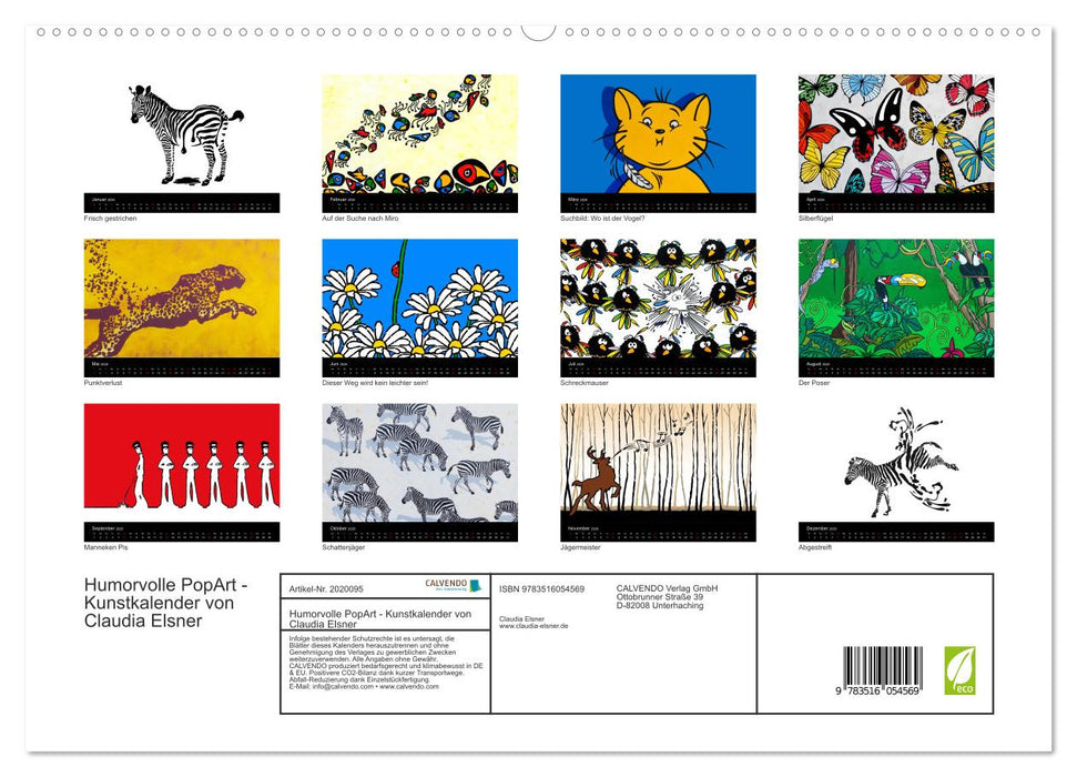 Humorvolle PopArt - Kunstkalender von Claudia Elsner (CALVENDO Premium Wandkalender 2026)