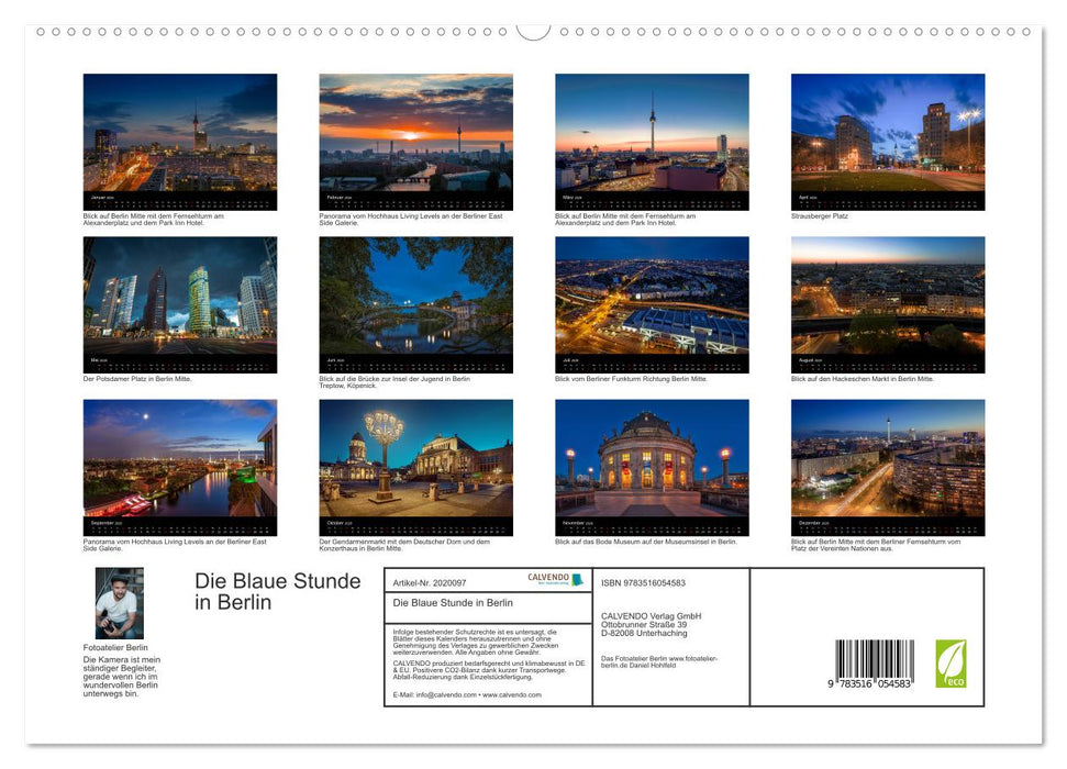 Die Blaue Stunde in Berlin (CALVENDO Premium Wandkalender 2026)
