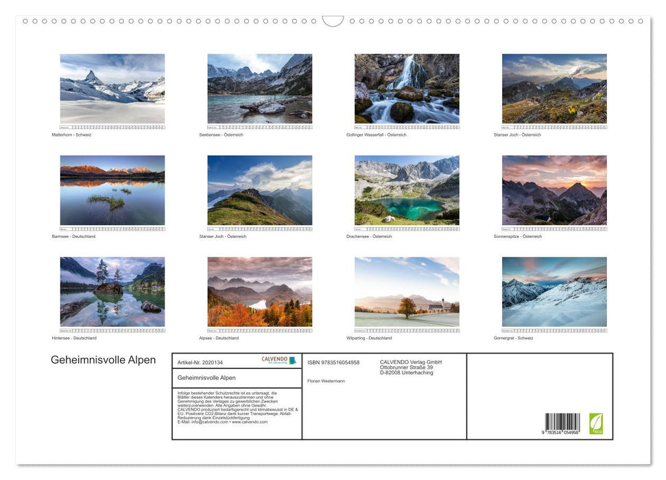 Geheimnisvolle Alpen (CALVENDO Wandkalender 2026)