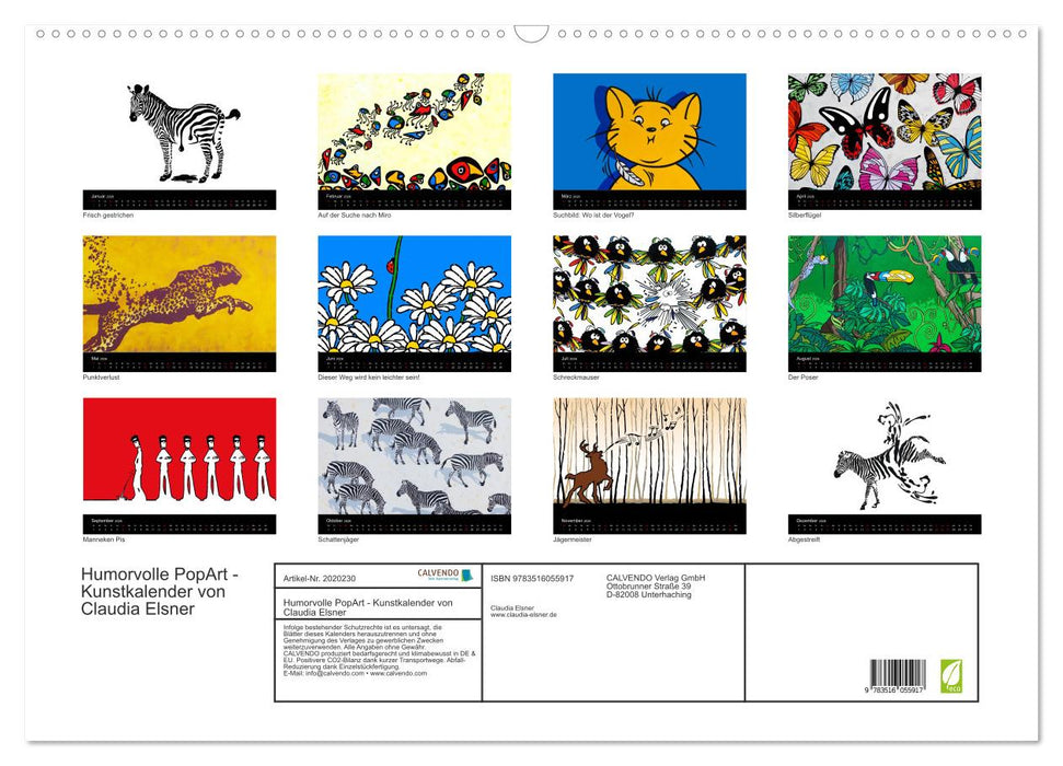 Humorvolle PopArt - Kunstkalender von Claudia Elsner (CALVENDO Wandkalender 2026)