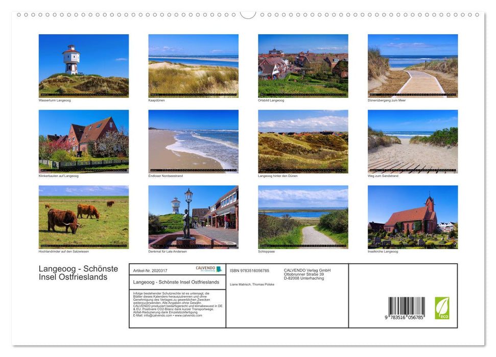 Langeoog - Schönste Insel Ostfrieslands (CALVENDO Premium Wandkalender 2026)