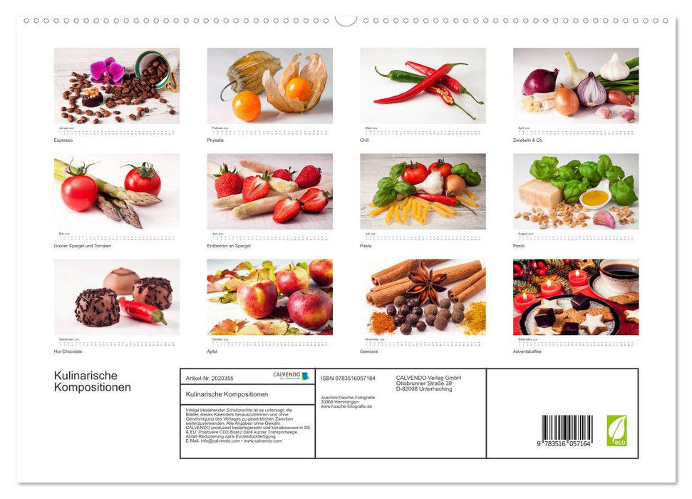 Kulinarische Kompositionen (CALVENDO Premium Wandkalender 2026)