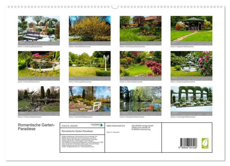 Romantische Garten-Paradiese (CALVENDO Premium Wandkalender 2026)