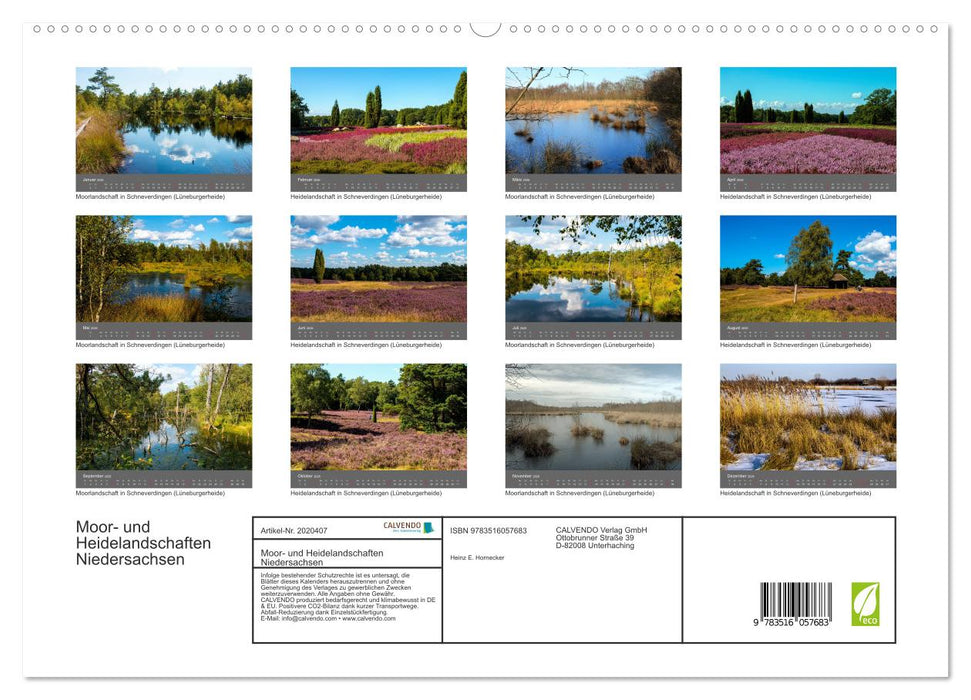 Moor- und Heidelandschaften Niedersachsen (CALVENDO Premium Wandkalender 2026)