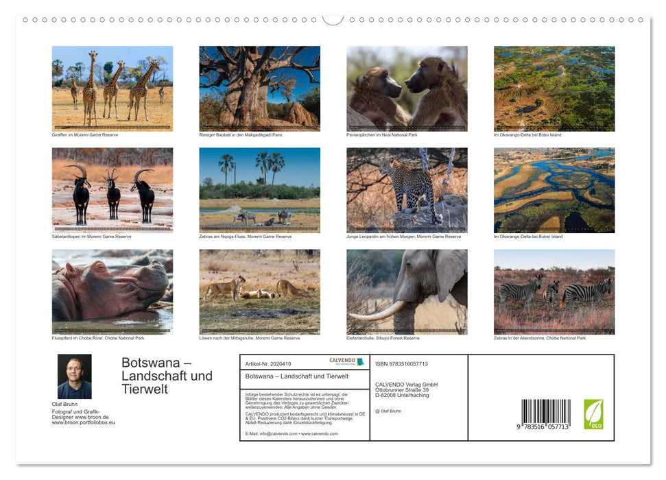 Botswana – Landschaft und Tierwelt (CALVENDO Premium Wandkalender 2026)