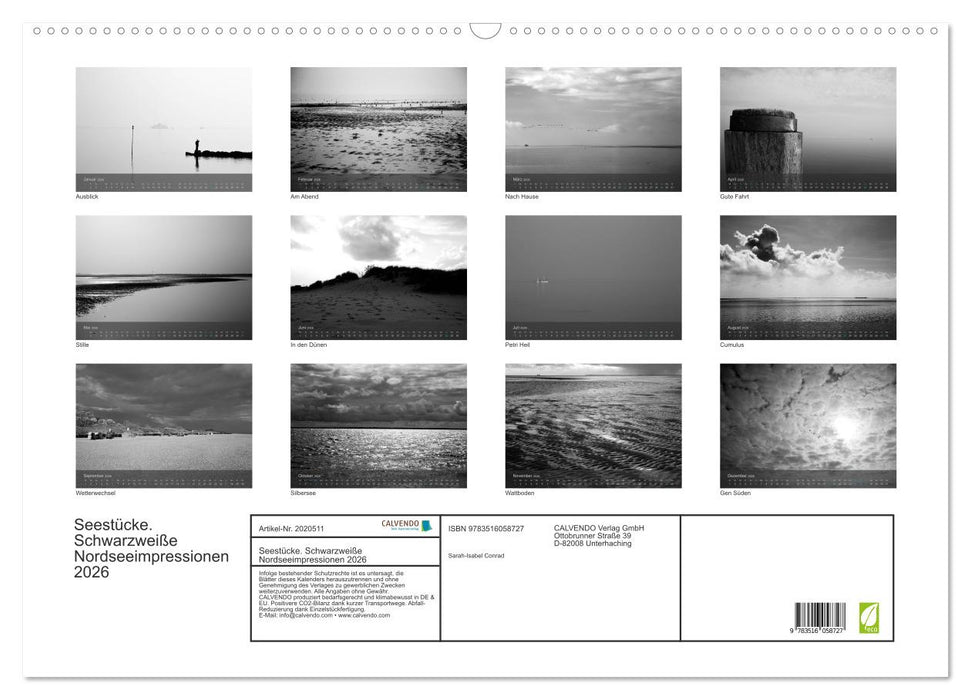 Seestücke. Schwarzweiße Nordseeimpressionen 2026 (CALVENDO Wandkalender 2026)
