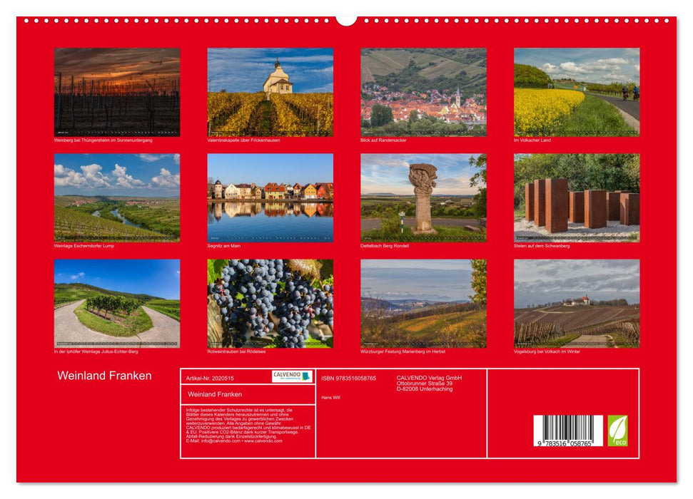 Weinland Franken (CALVENDO Premium Wandkalender 2026)