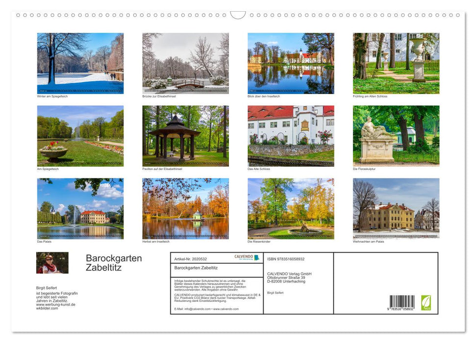 Barockgarten Zabeltitz (CALVENDO Wandkalender 2026)