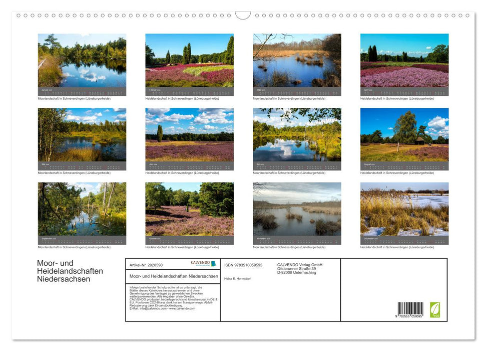 Moor- und Heidelandschaften Niedersachsen (CALVENDO Wandkalender 2026)