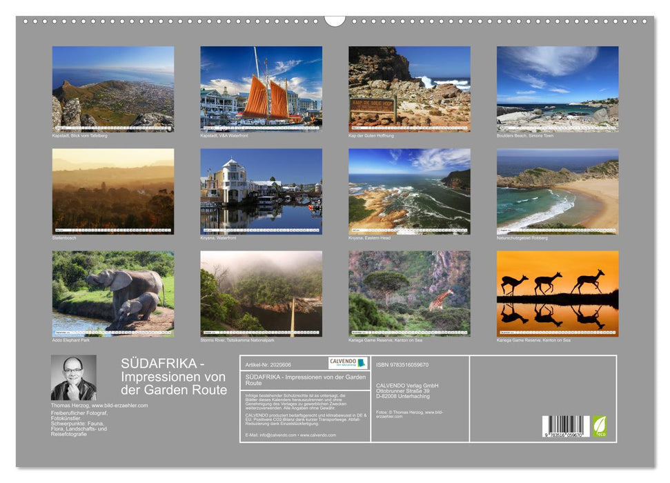 SÜDAFRIKA - Impressionen von der Garden Route (CALVENDO Wandkalender 2026)