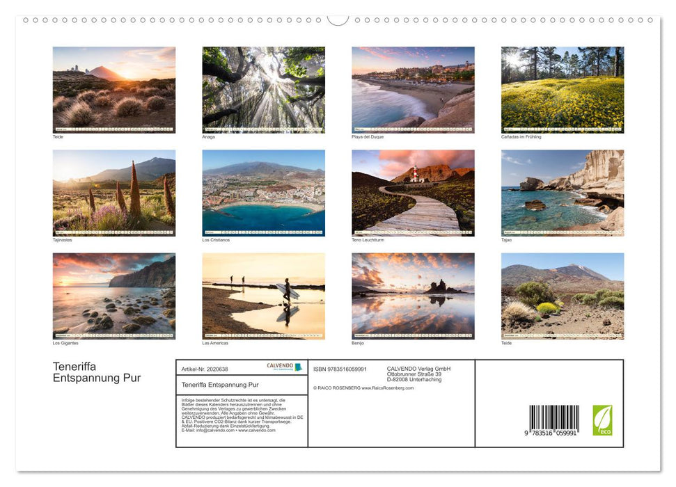 Teneriffa Entspannung Pur (CALVENDO Premium Wandkalender 2026)
