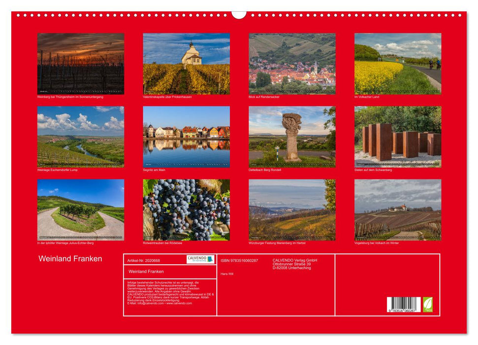 Weinland Franken (CALVENDO Wandkalender 2026)