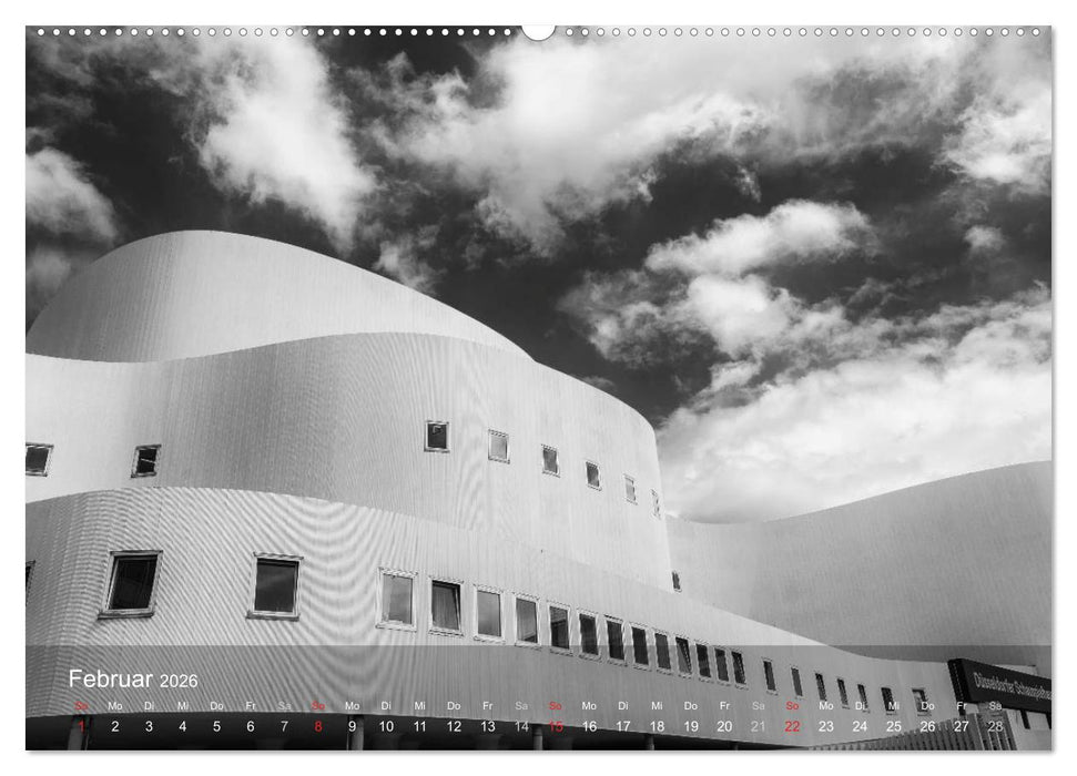 Düsseldorf Ansichten in Schwarz-Weiß (CALVENDO Wandkalender 2026)