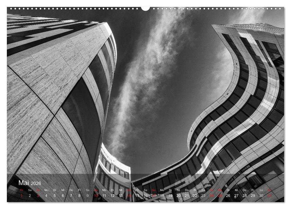 Düsseldorf Ansichten in Schwarz-Weiß (CALVENDO Wandkalender 2026)