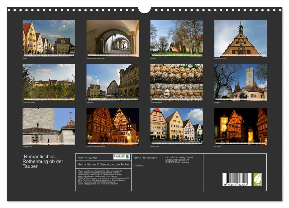 Romantisches Rothenburg ob der Tauber (CALVENDO Wandkalender 2026)