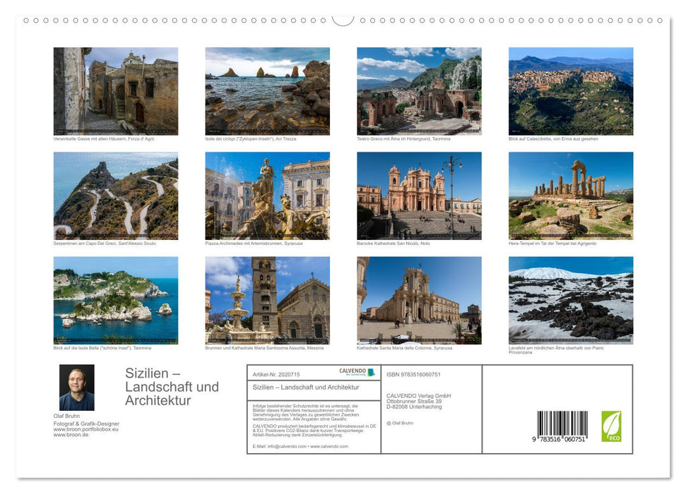 Sizilien – Landschaft und Architektur (CALVENDO Premium Wandkalender 2026)