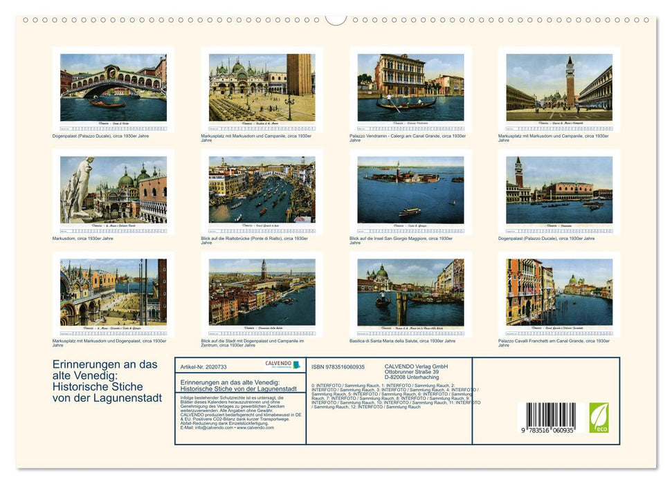 Erinnerungen an das alte Venedig: Historische Stiche von der Lagunenstadt (CALVENDO Premium Wandkalender 2026)