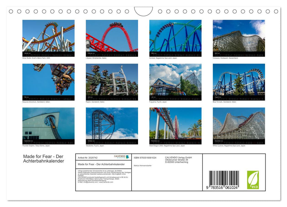 Made for Fear - Der Achterbahnkalender (CALVENDO Wandkalender 2026)