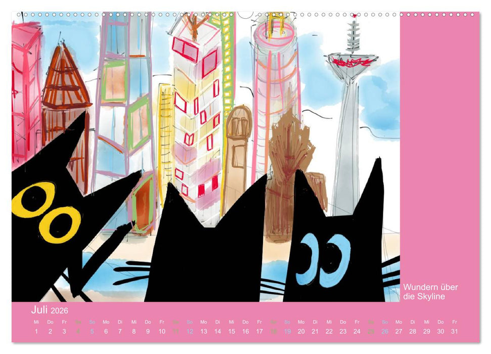 Frau Kami Katze entdeckt Frankfurt am Main (CALVENDO Premium Wandkalender 2026)