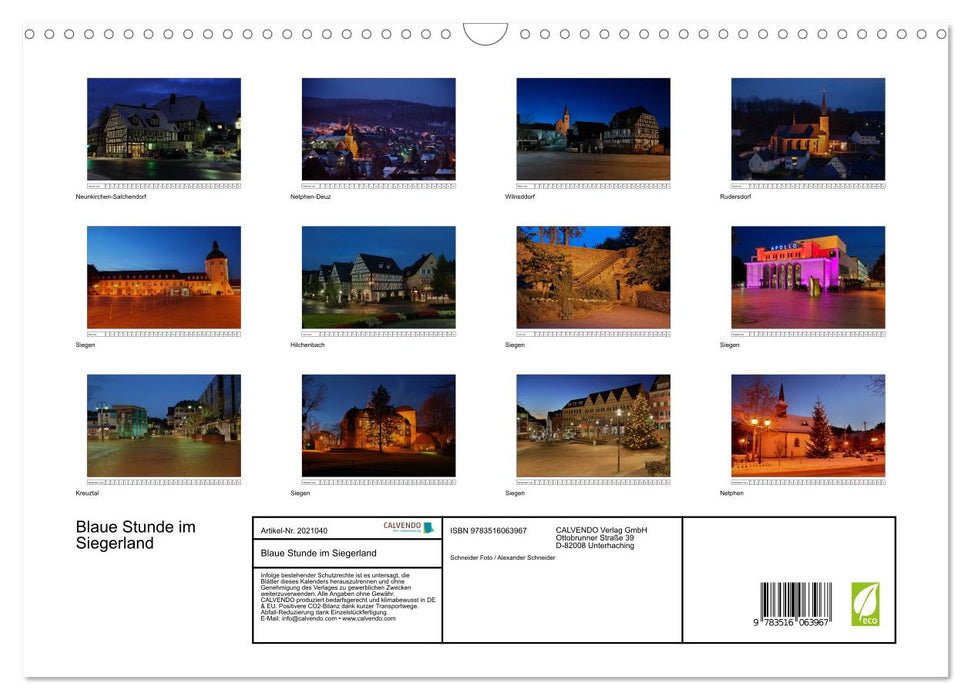 Blaue Stunde im Siegerland (CALVENDO Wandkalender 2026)