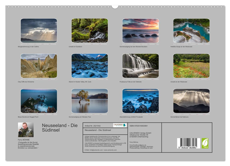 Neuseeland - Die Südinsel (CALVENDO Premium Wandkalender 2026)
