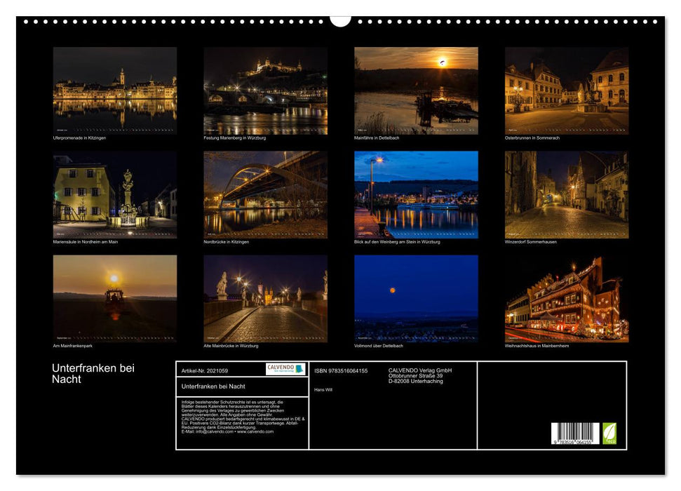 Unterfranken bei Nacht (CALVENDO Wandkalender 2026)