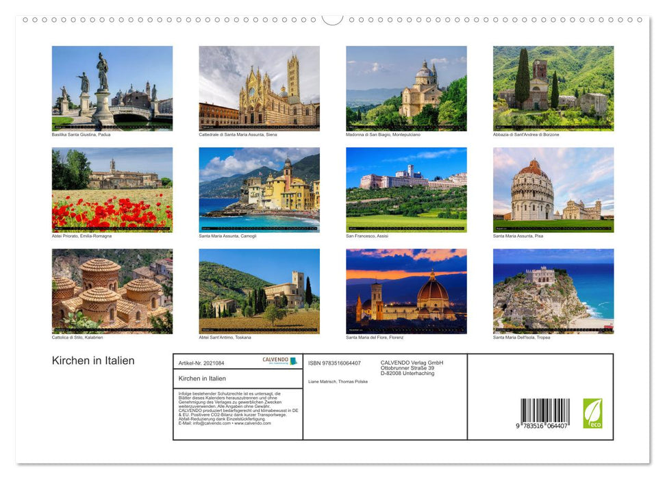 Kirchen in Italien (CALVENDO Premium Wandkalender 2026)
