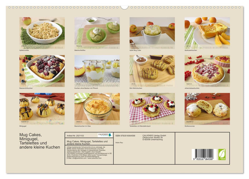 Mug Cakes, Minigugel, Tartelettes und andere kleine Kuchen (CALVENDO Premium Wandkalender 2026)