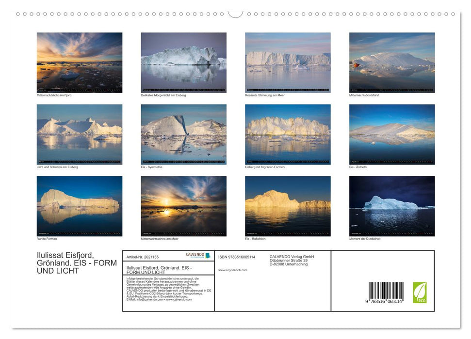 Ilulissat Eisfjord, Grönland. EIS - FORM UND LICHT (CALVENDO Premium Wandkalender 2026)