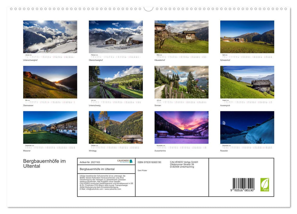 Bergbauernhöfe im Ultental (CALVENDO Premium Wandkalender 2026)