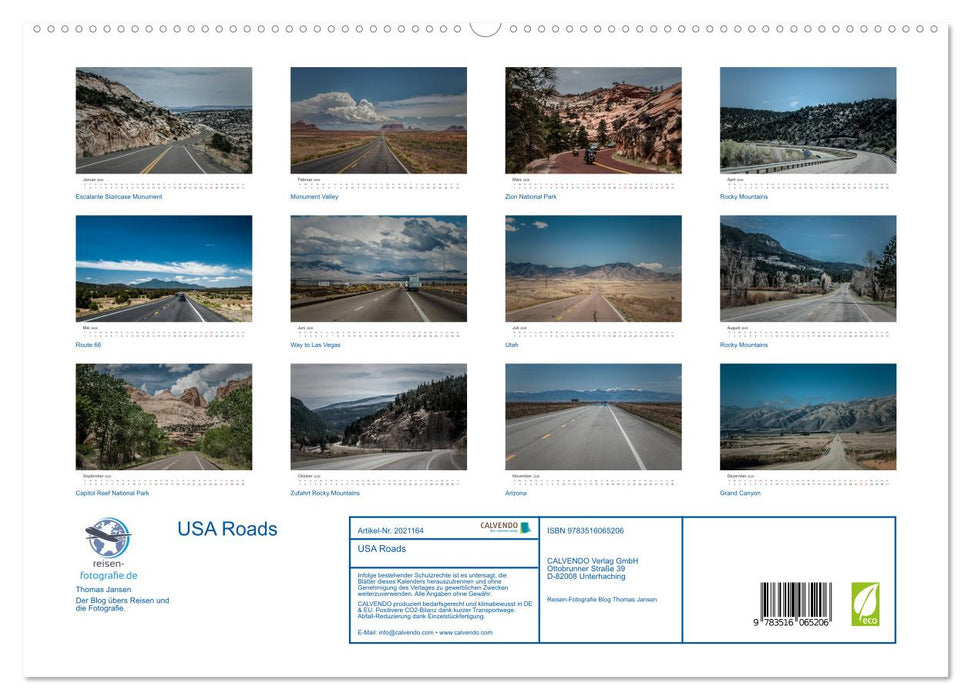 USA Roads (CALVENDO Premium Wandkalender 2026)