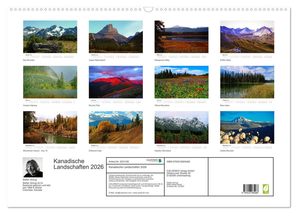 Kanadische Landschaften 2026 (CALVENDO Wandkalender 2026)
