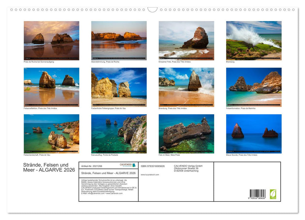 Strände, Felsen und Meer - ALGARVE 2026 (CALVENDO Wandkalender 2026)