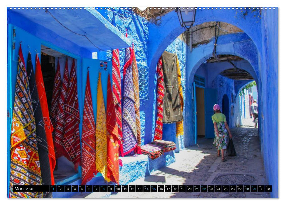 Chefchaouen - Sinfonie in Blau und Weiß (CALVENDO Premium Wandkalender 2026)