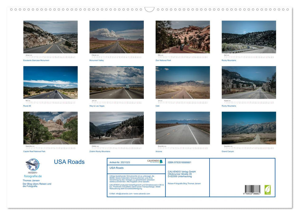 USA Roads (CALVENDO Wandkalender 2026)