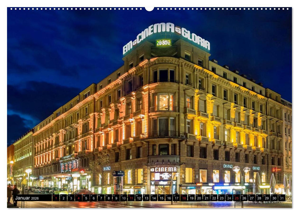 Stuttgart - Blue City Lights (CALVENDO Premium Wandkalender 2026)