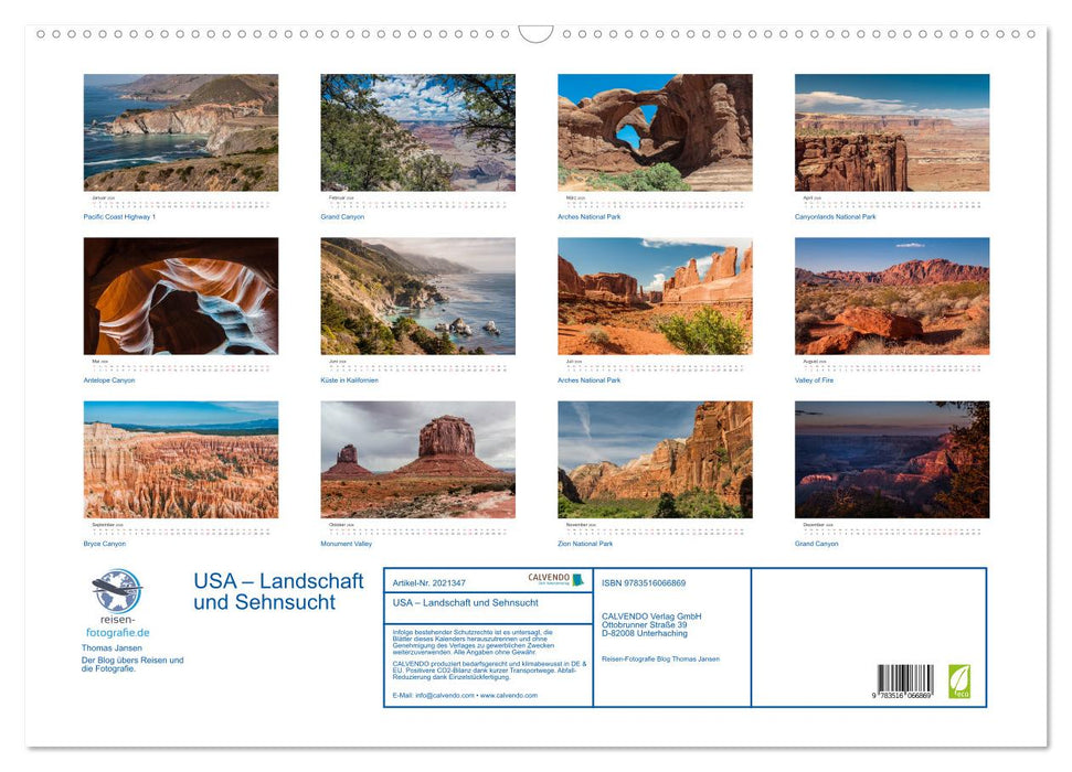 USA – Landschaft und Sehnsucht (CALVENDO Wandkalender 2026)